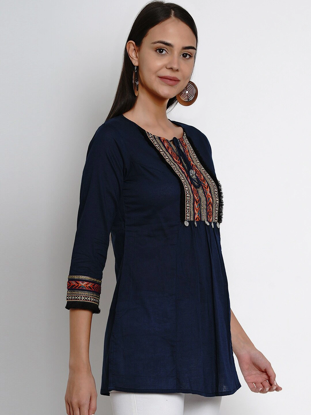 Bhama Couture Women Navy Blue Solid Tunic-M-1