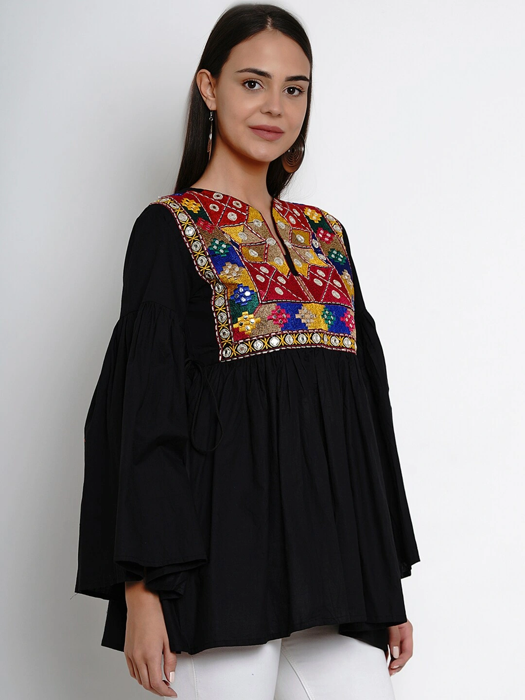 Bhama Couture Black Embroidered Tunics-L-1