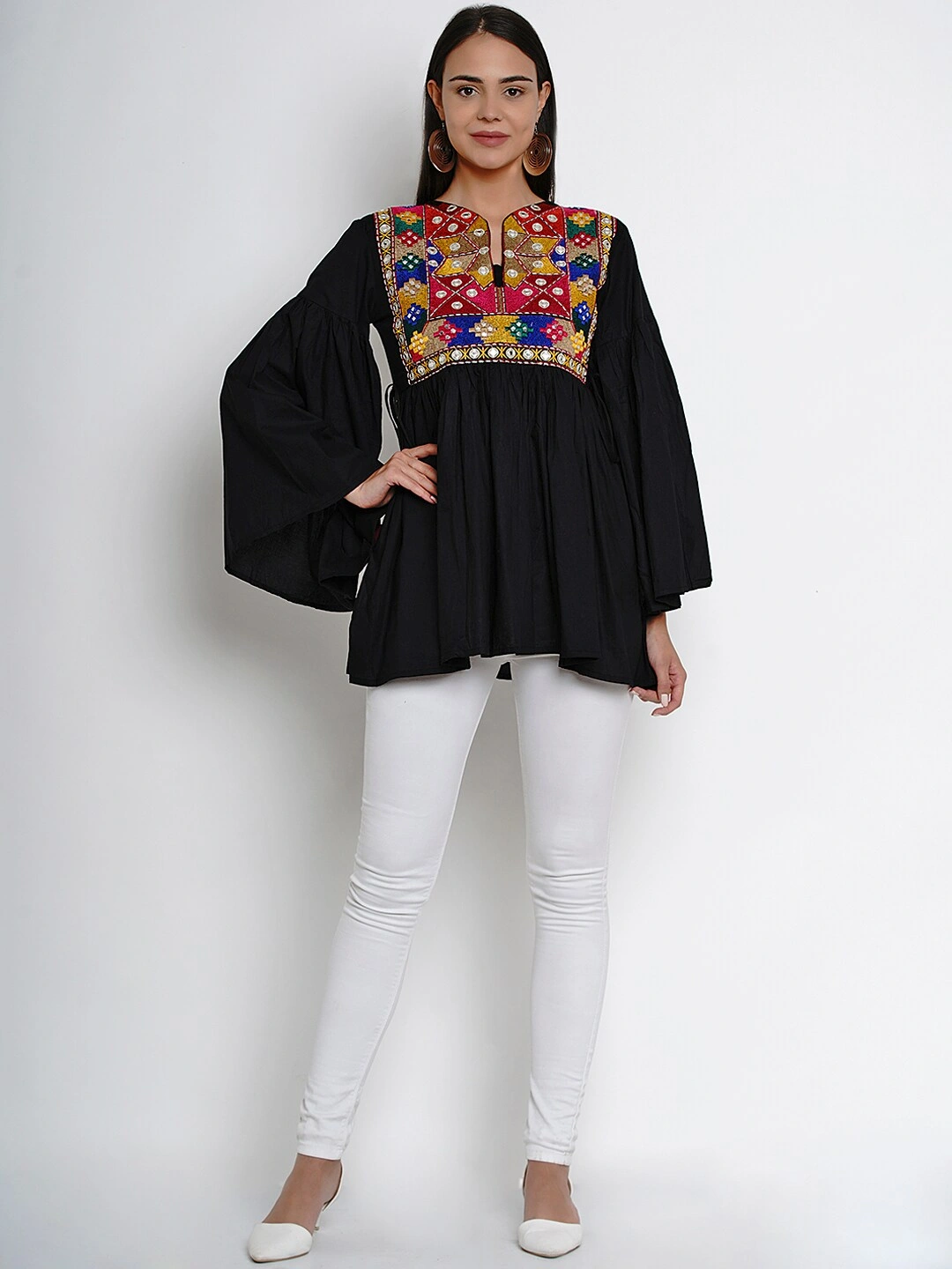 Bhama Couture Black Embroidered Tunics-L-4