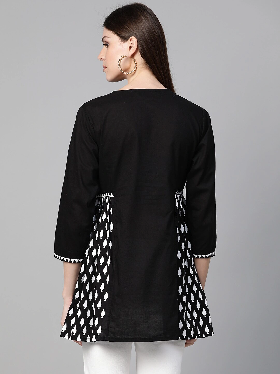 Bhama Couture Women Black &amp; White Printed Tunic-M-2