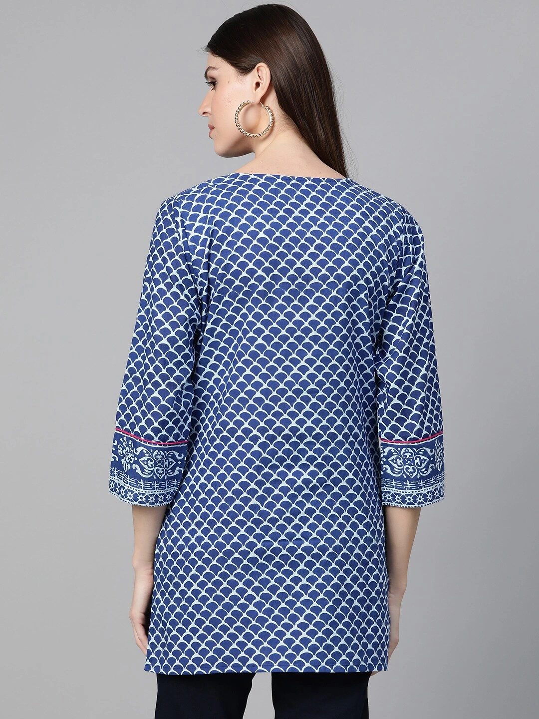 Bhama Couture Blue &amp; White Printed Tunic-XL-2