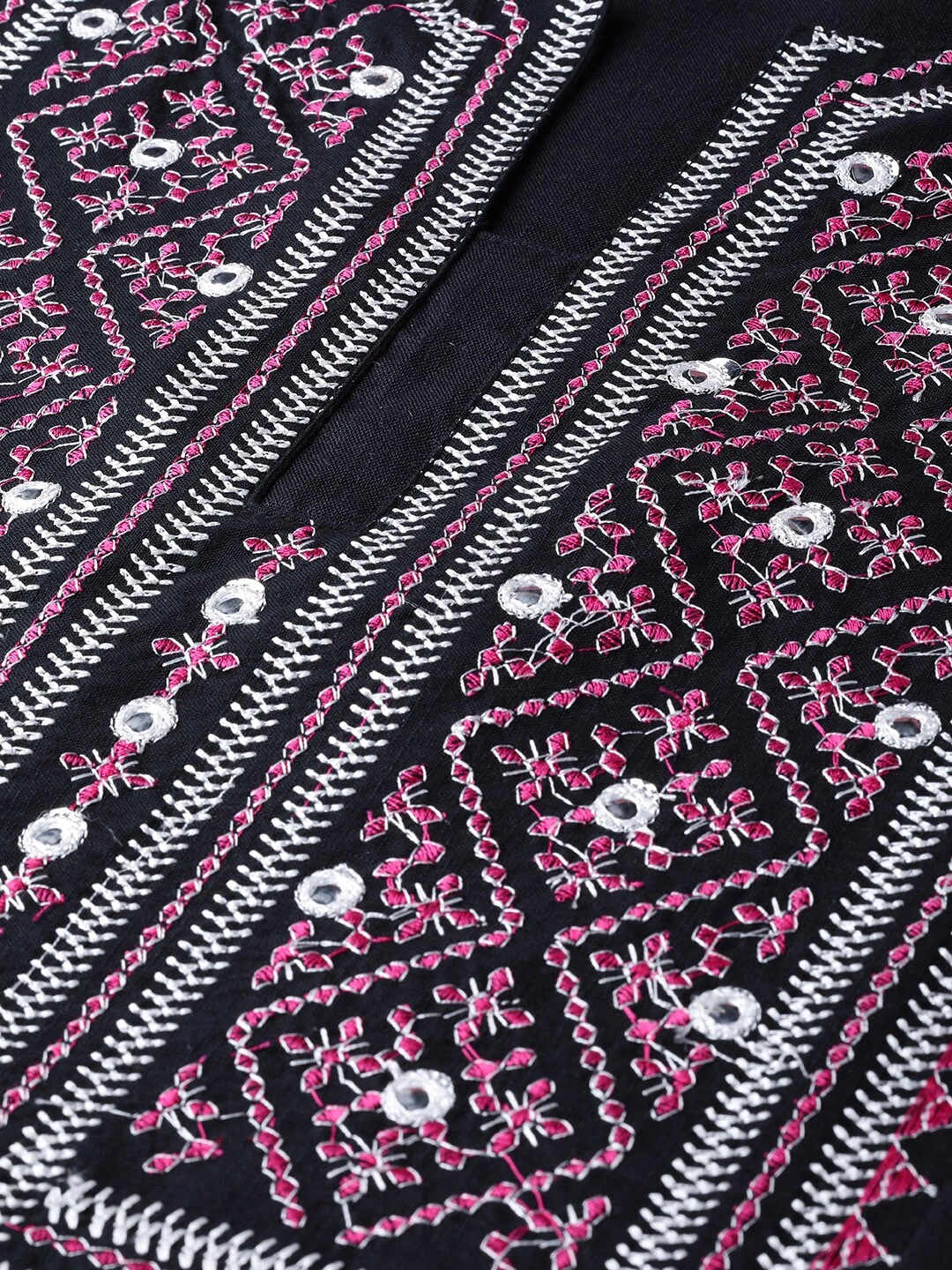 Bhama Couture Women Black &amp; Pink Embroidered Tunic-L-3