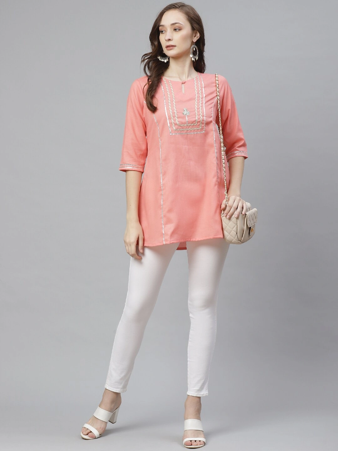 Bhama Couture Pink Gotta Patti Ethnic Tunic-M-4