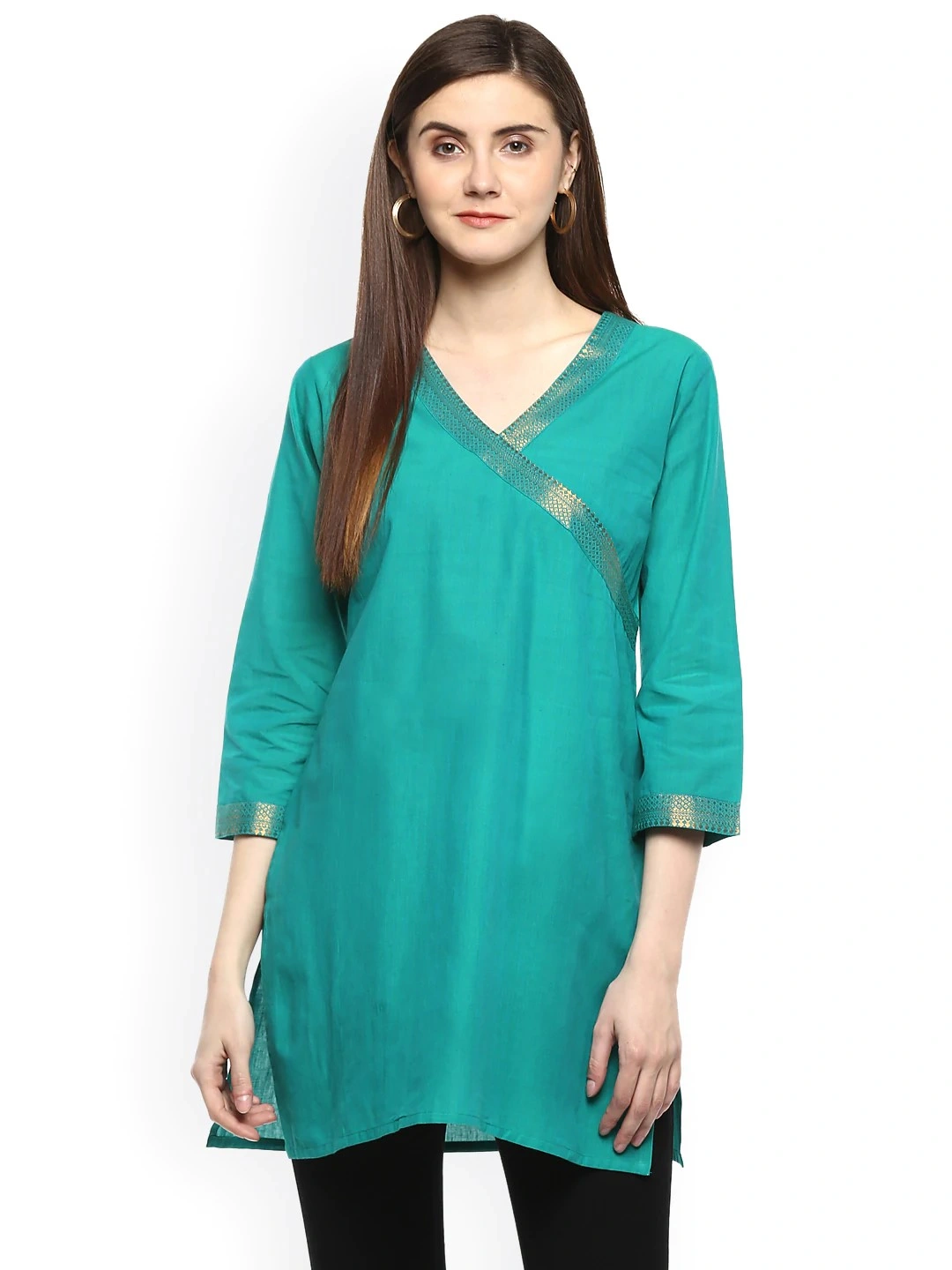 Bhama Couture Sea Green Handloom Mangalgiri Solid  Tunic-BHND013_S