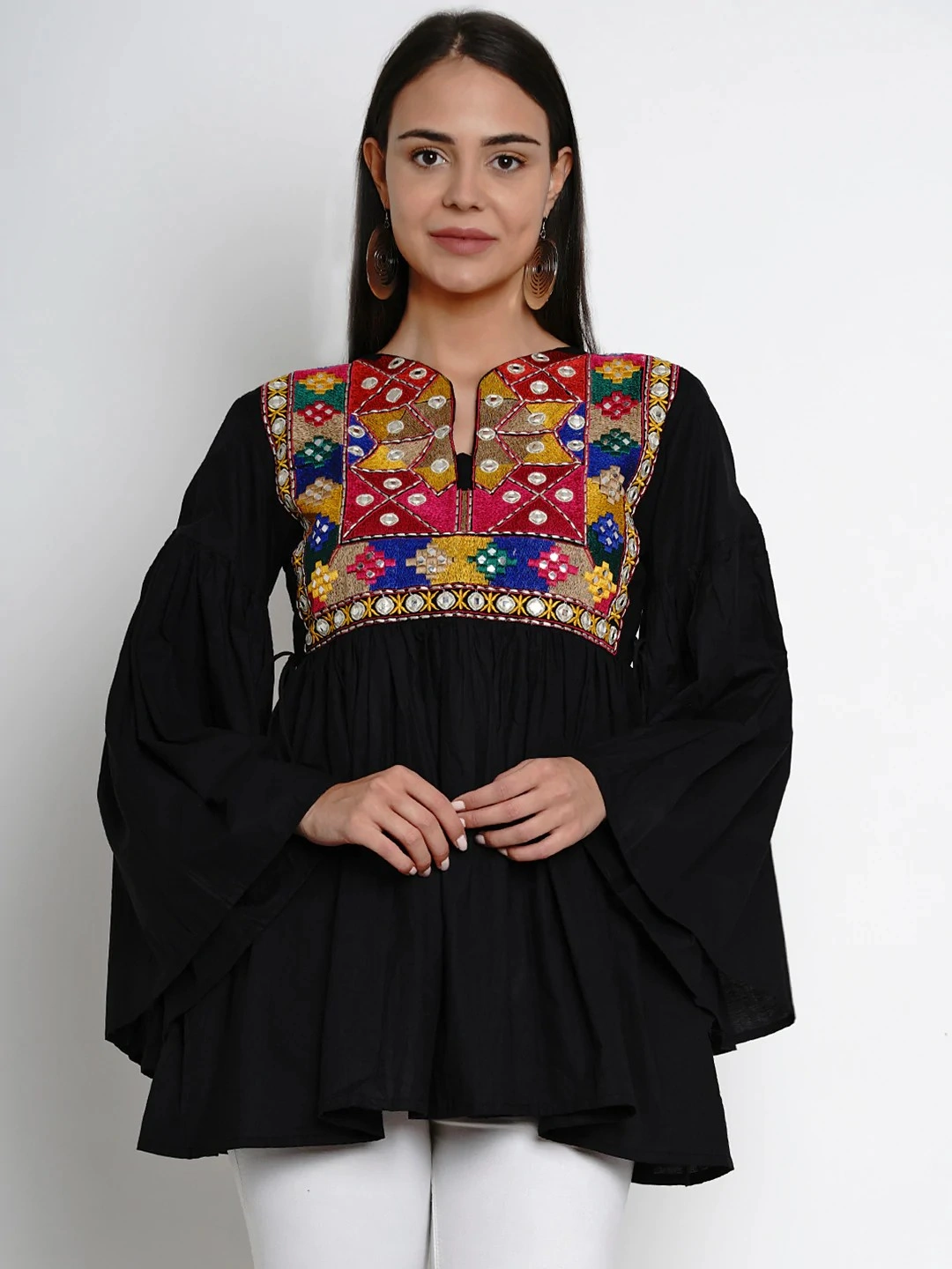 Bhama Couture Black Embroidered Tunics-TUN031_S