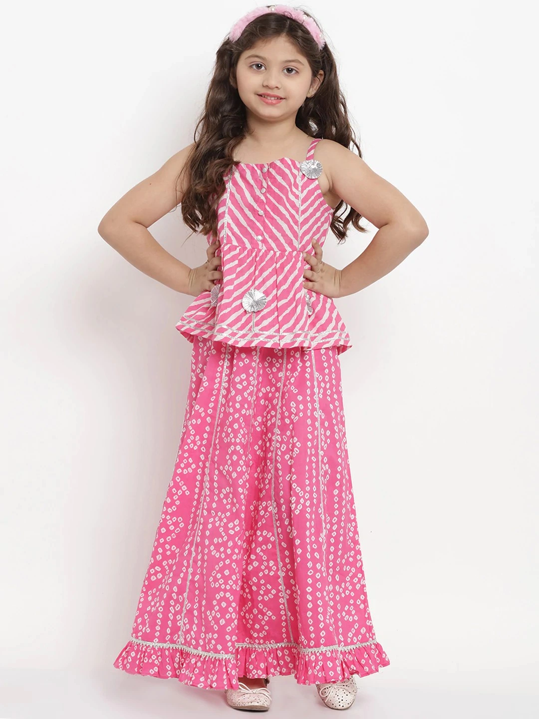 Bitiya by Bhama Pink &amp; White Ready to Wear Lehenga with Blouse-BBB002_3-4Y