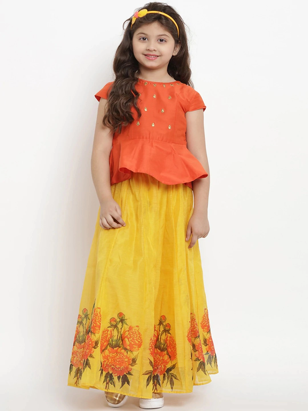 Bitiya by Bhama Orange &amp; Yellow Ready to Wear Lehenga with Blouse-BBB007_3-4Y