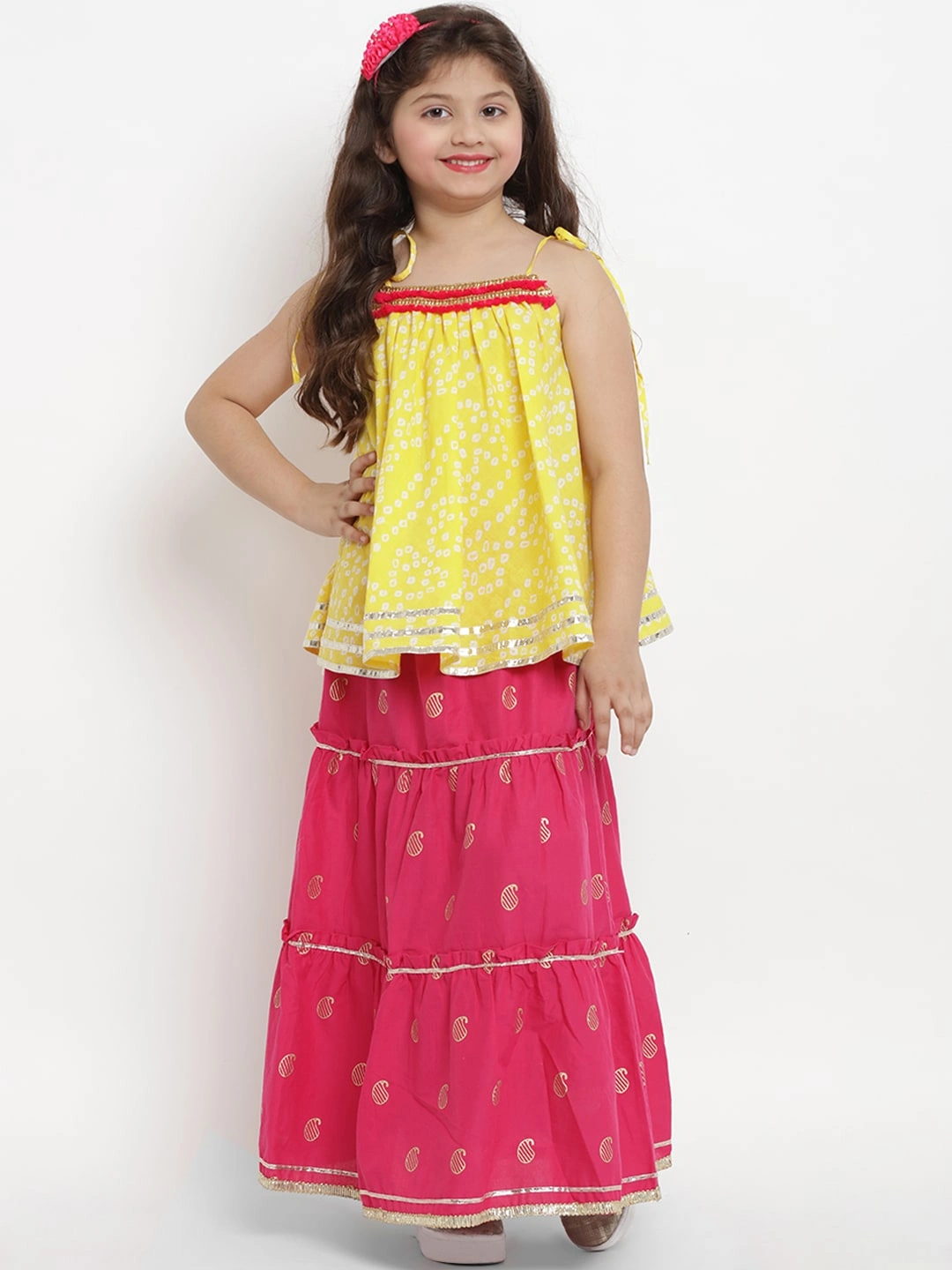 Bitiya by Bhama Yellow &amp; Pink Ready to Wear Lehenga with Blouse-BBB010_3-4Y