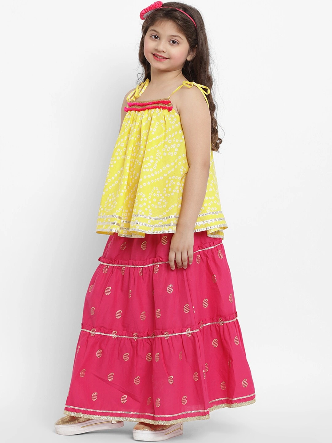 Bitiya by Bhama Yellow &amp; Pink Ready to Wear Lehenga with Blouse-3-4Y-1