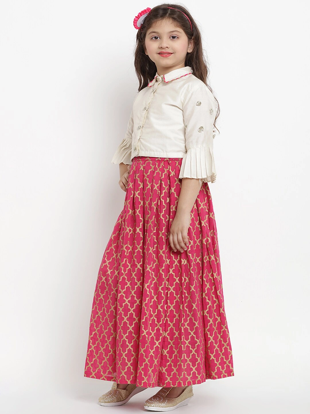 Bitiya by Bhama Off-White &amp; Pink Ready to Wear Lehenga with Blouse-3-4Y-1