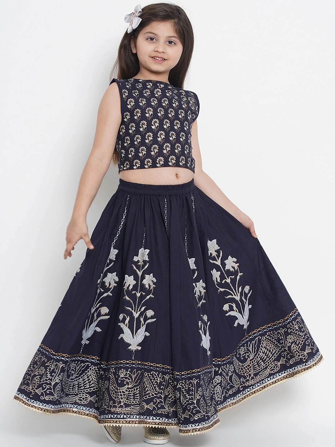 Bitiya by Bhama Navy Blue Ready to Wear Lehenga with Blouse-3-4Y-1