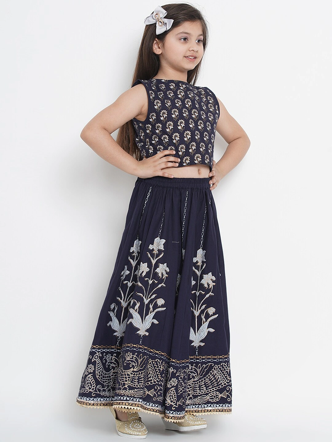 Bitiya by Bhama Navy Blue Ready to Wear Lehenga with Blouse-3-4Y-2