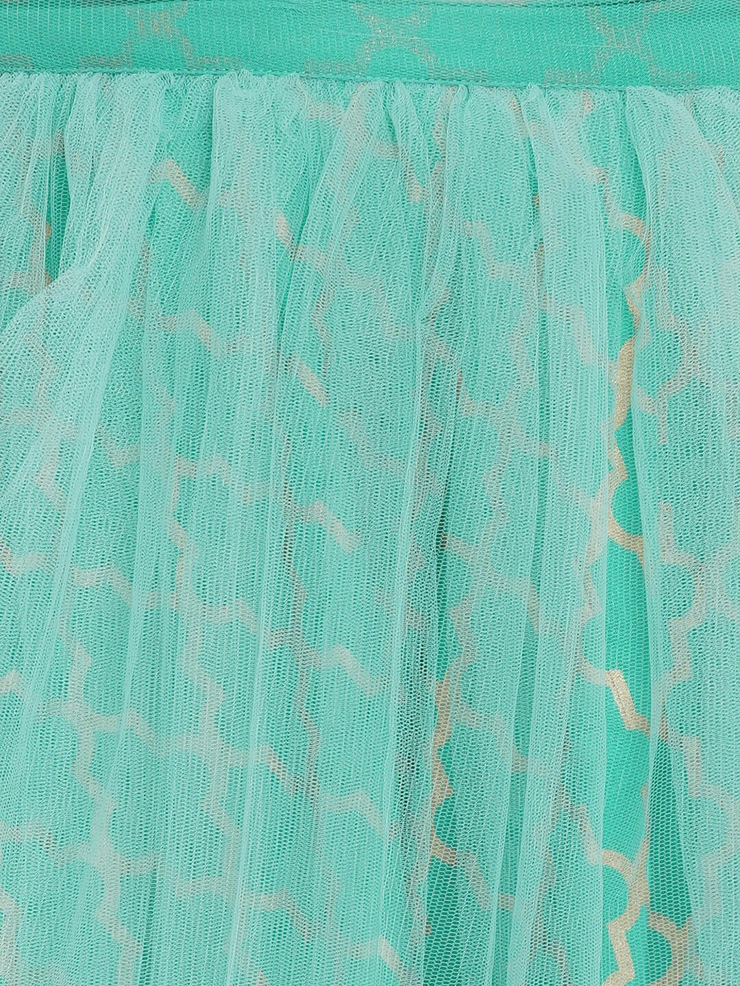 Bitiya by Bhama Girls Sea Green &amp; Pink Solid Ready to Wear Lehenga &amp; Blouse with Dupatta-3-4Y-4