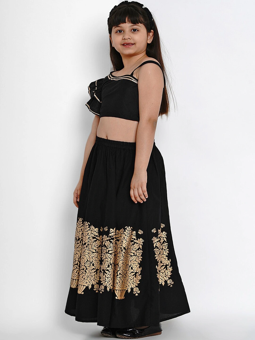 Bitiya by Bhama Black Printed Ready to Wear Lehenga with Blouse-4-5Y-1