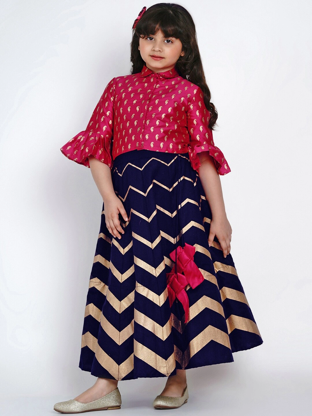 Bitiya by Bhama Pink &amp; Navy Blue Ready to Wear Lehenga with Blouse-4-5Y-2