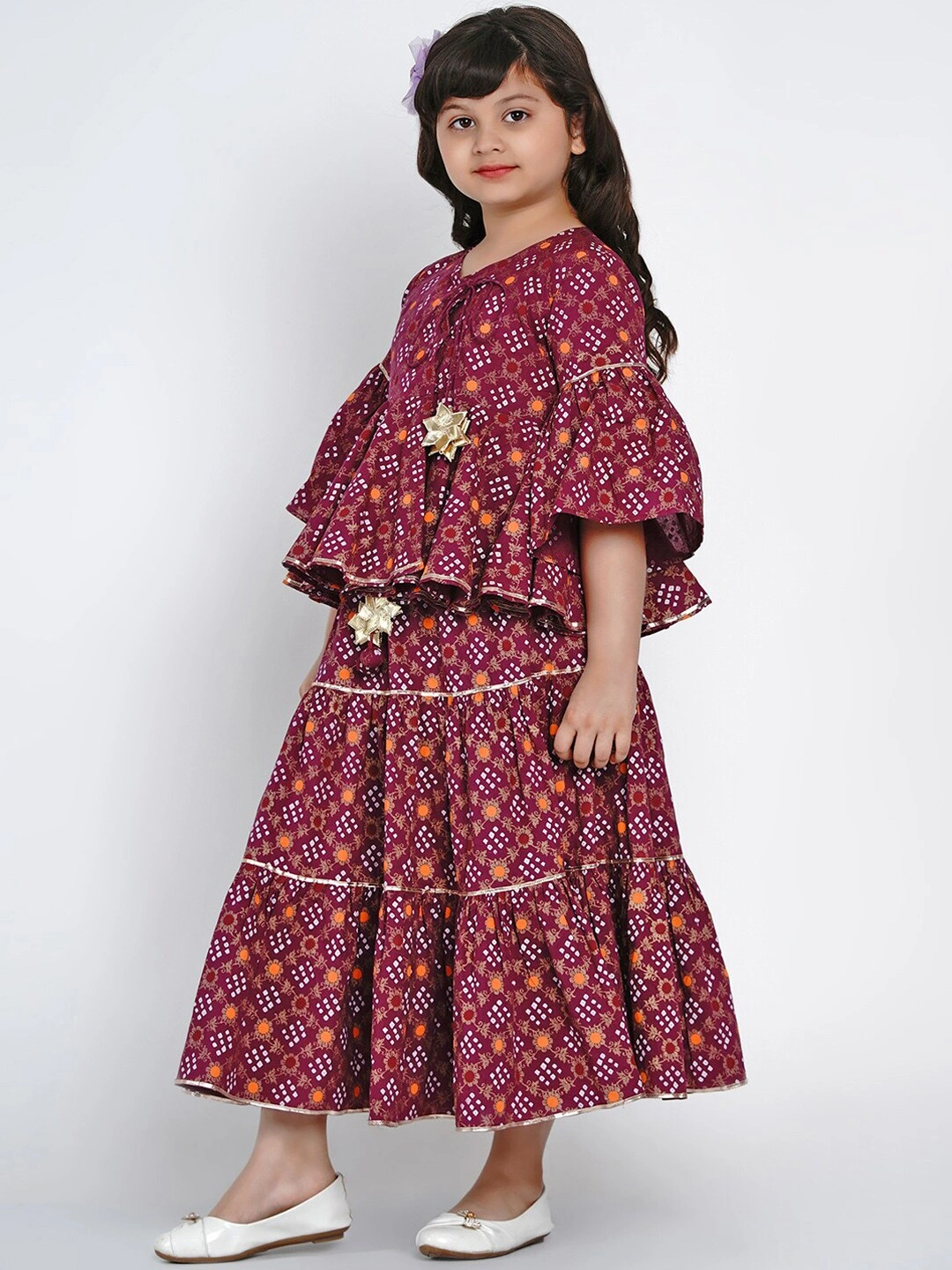 Bitiya by Bhama Pink &amp; Yellow Printed Ready to Wear Lehenga with Blouse-3-4Y-1