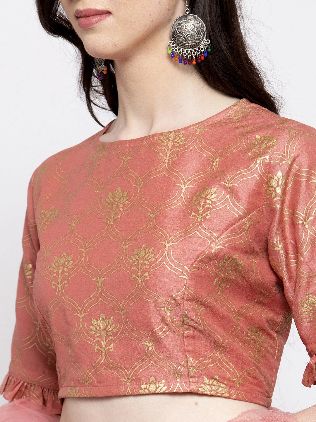 Bhama Couture Peach-Coloured Ready to Wear Lehenga &amp; Blouse with Dupatta-L-3