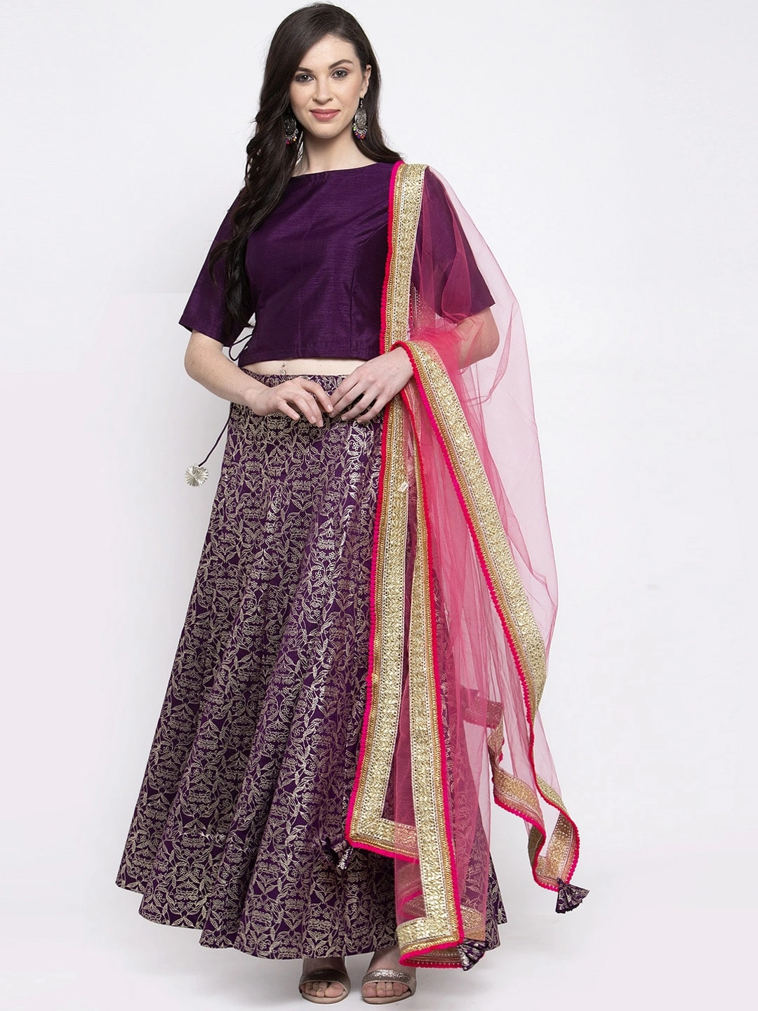 Bhama Couture Purple Ready to Wear Lehenga &amp; Blouse with Dupatta-LHC018_L