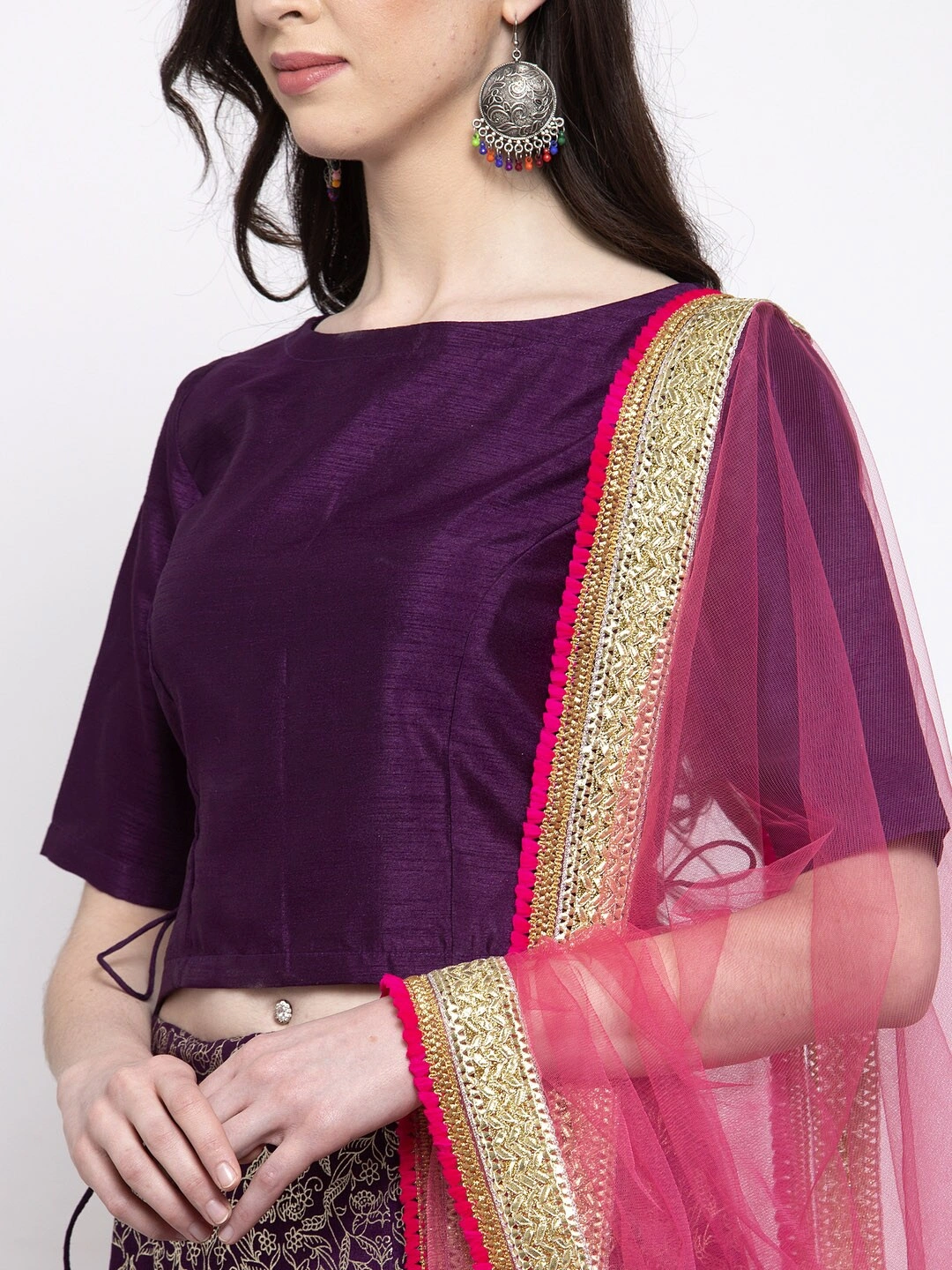 Bhama Couture Purple Ready to Wear Lehenga &amp; Blouse with Dupatta-L-3