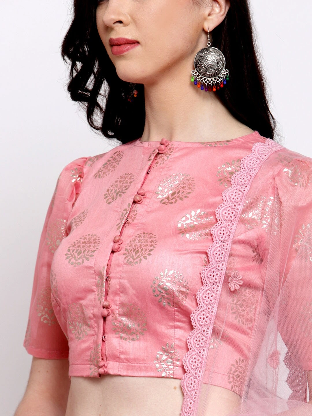 Bhama Couture Pink Ready to Wear Lehenga &amp; Blouse with Dupatta-L-3