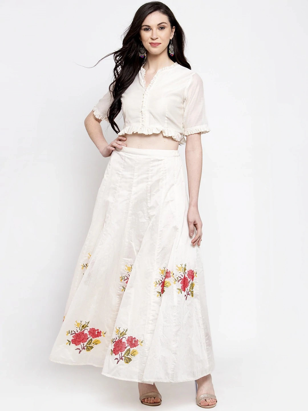 Bhama Couture White Ready to Wear Lehenga with Blouse-LHC021_L