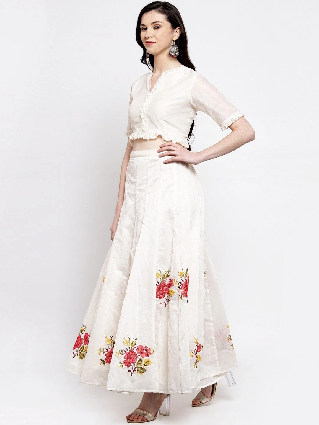 Bhama Couture White Ready to Wear Lehenga with Blouse-L-1