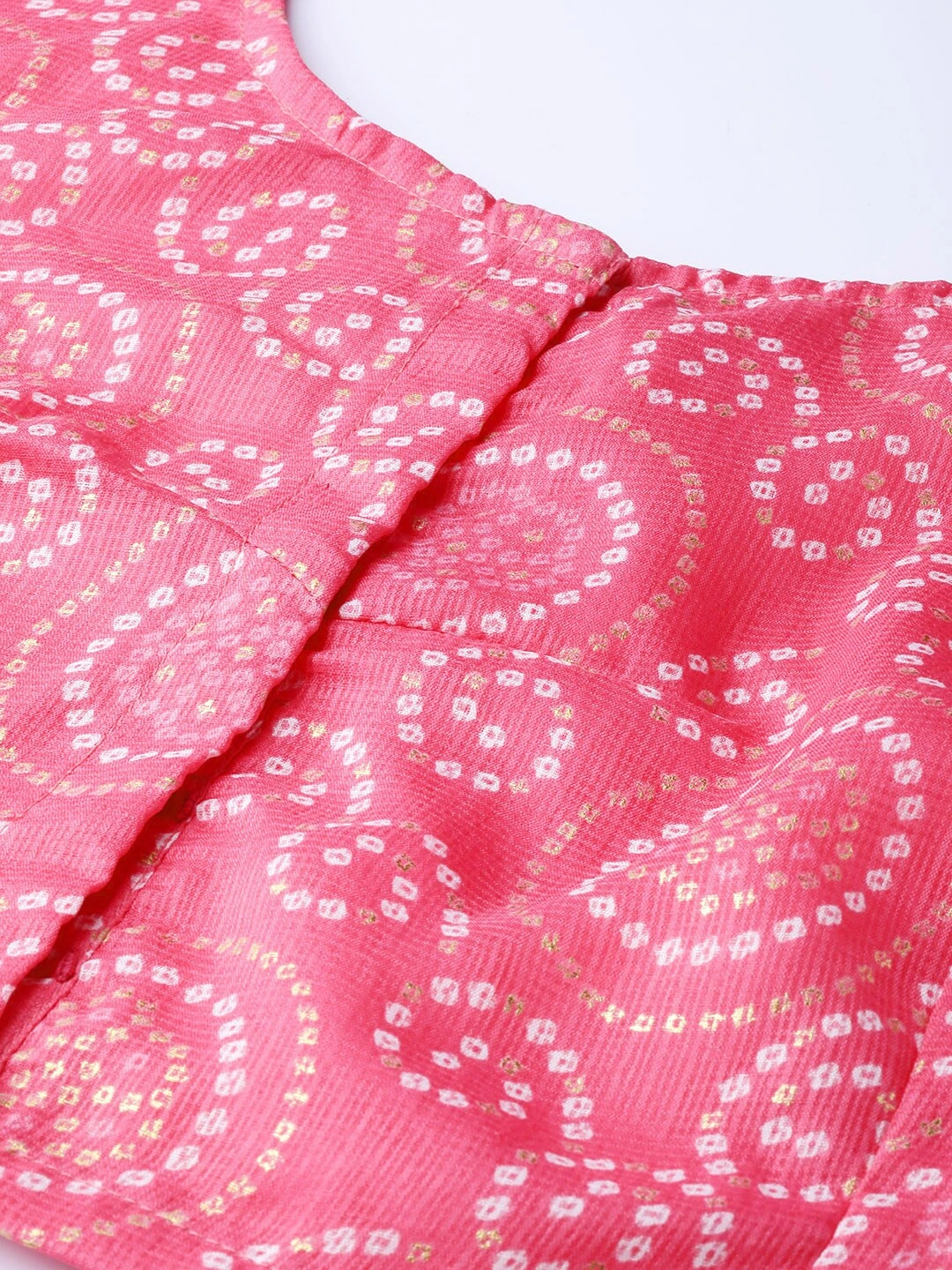 Bhama Couture Pink &amp; White Bandhani Printed Ready to Wear Lehenga &amp; Blouse with Dupatta-L-3