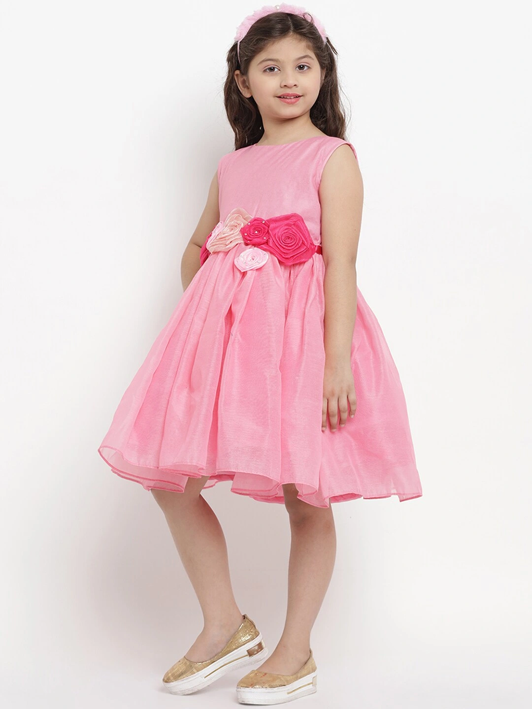 Bitiya by Bhama Girls Pink Embellished Fit and Flare Dress-3-4Y-1