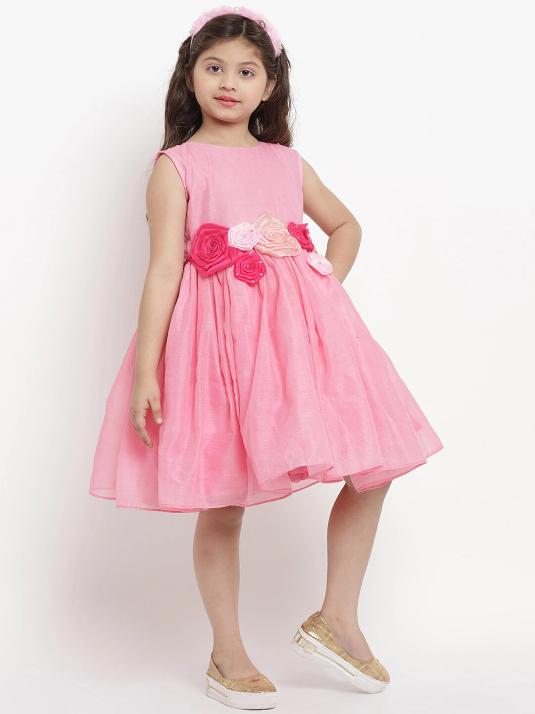 Bitiya by Bhama Girls Pink Embellished Fit and Flare Dress-3-4Y-2