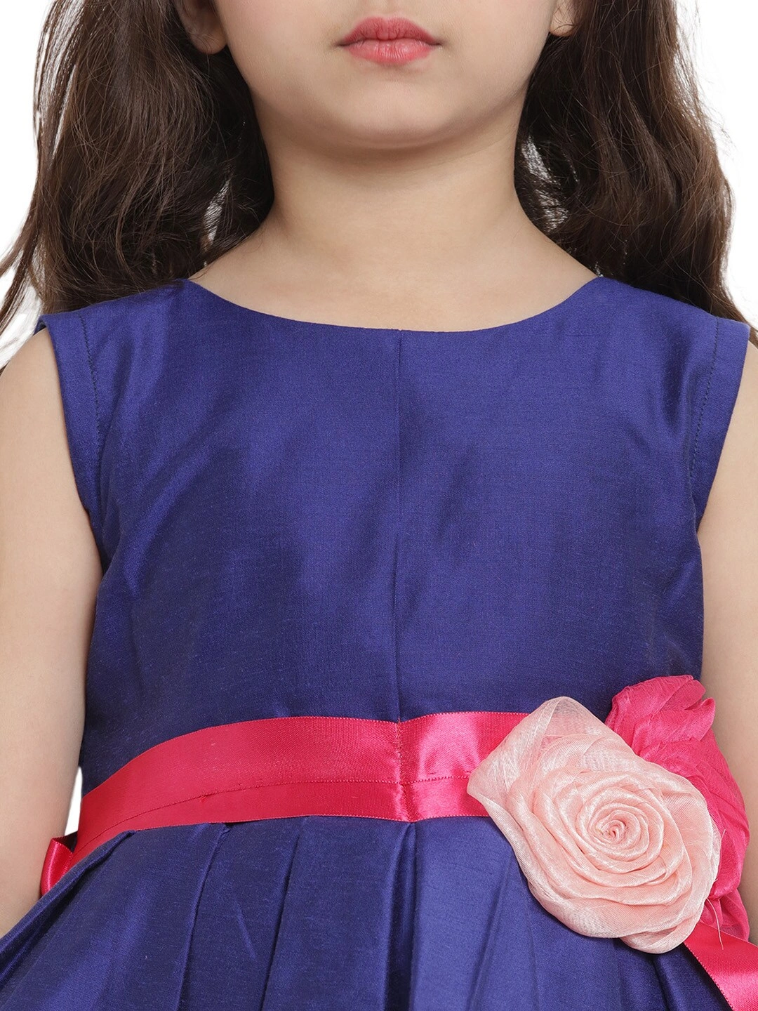 Bitiya by Bhama Girls Blue Solid Fit and Flare Dress-3-4Y-4