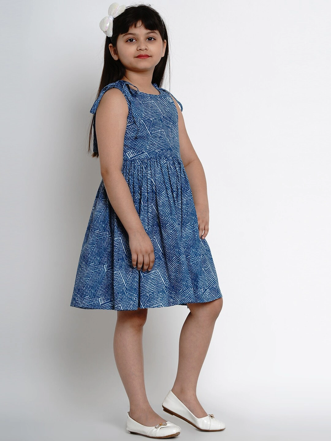 Bitiya by Bhama Girls Blue Printed Fit and Flare Dress-3-4Y-2