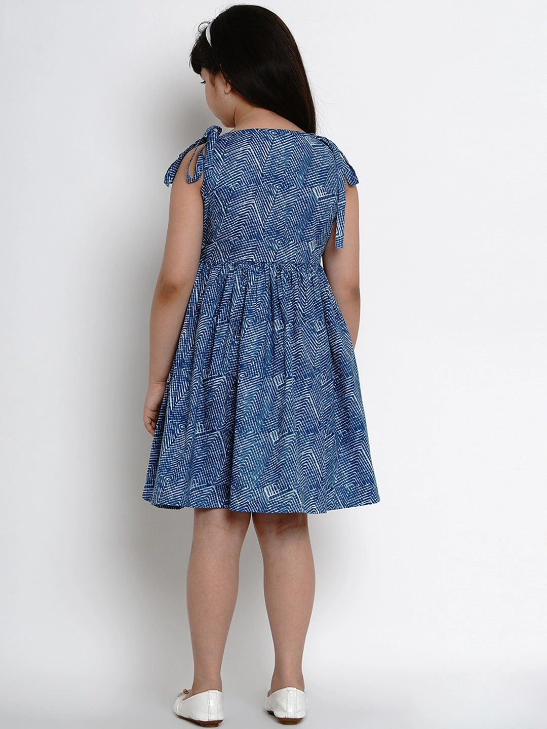 Bitiya by Bhama Girls Blue Printed Fit and Flare Dress-7-8Y-3