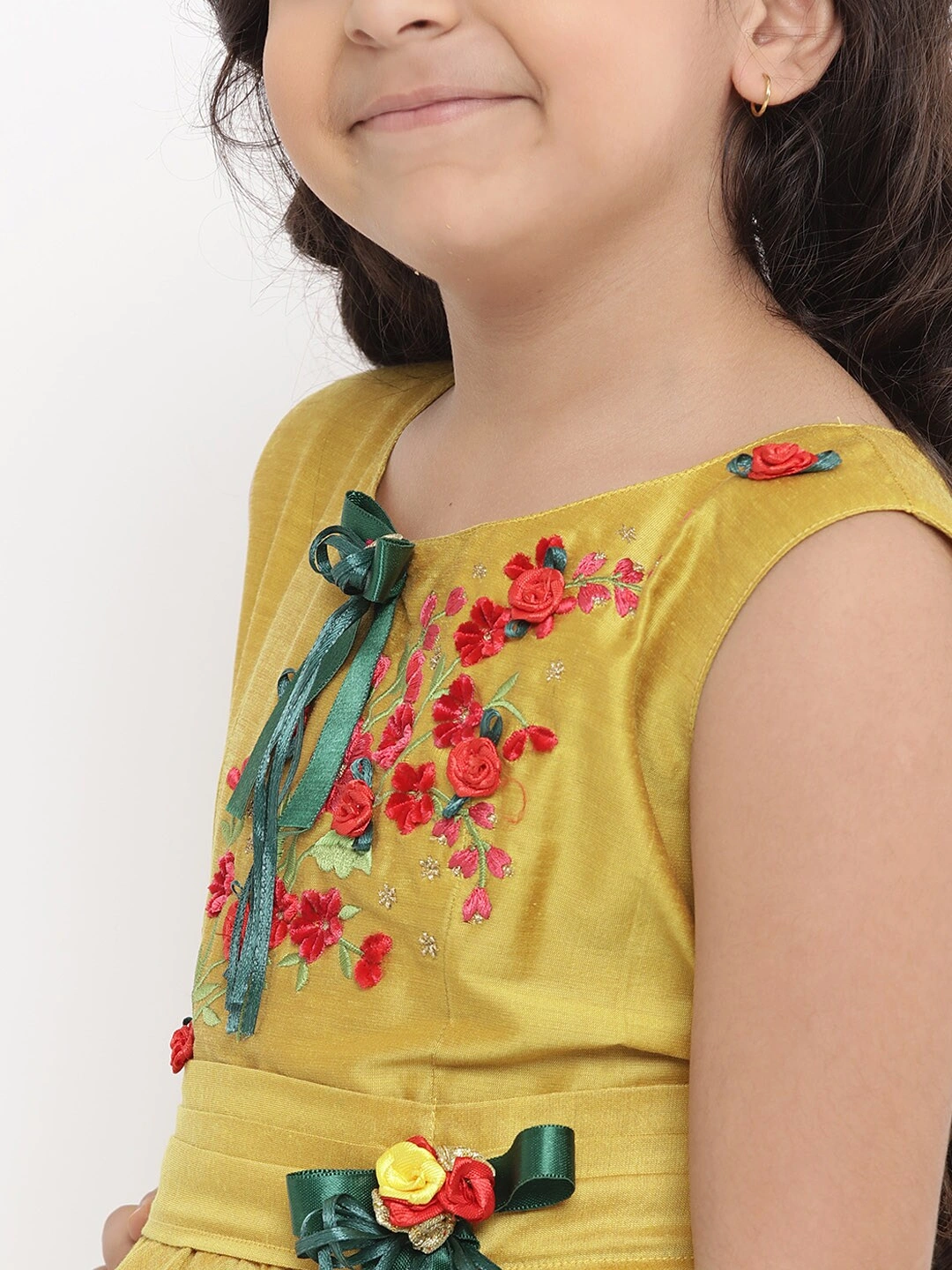 Bitiya by Bhama Girls Yellow Embellished Fit and Flare Dress-4-5Y-4