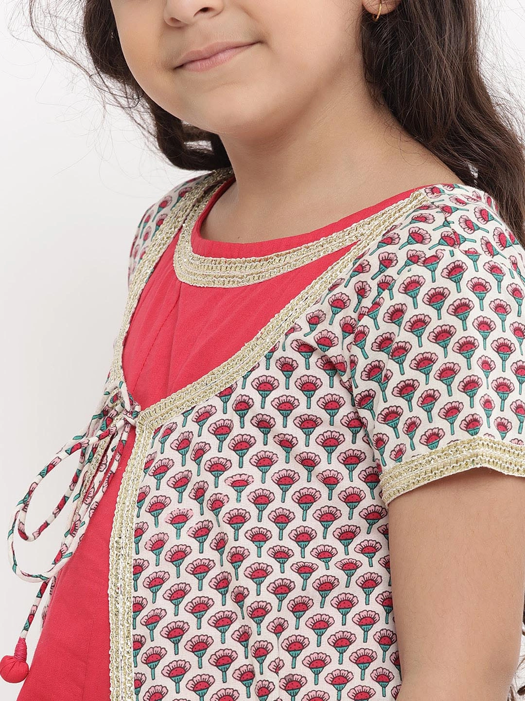 Bitiya by Bhama Girls Red Self Design Fit and Flare Dress-6-7Y-4