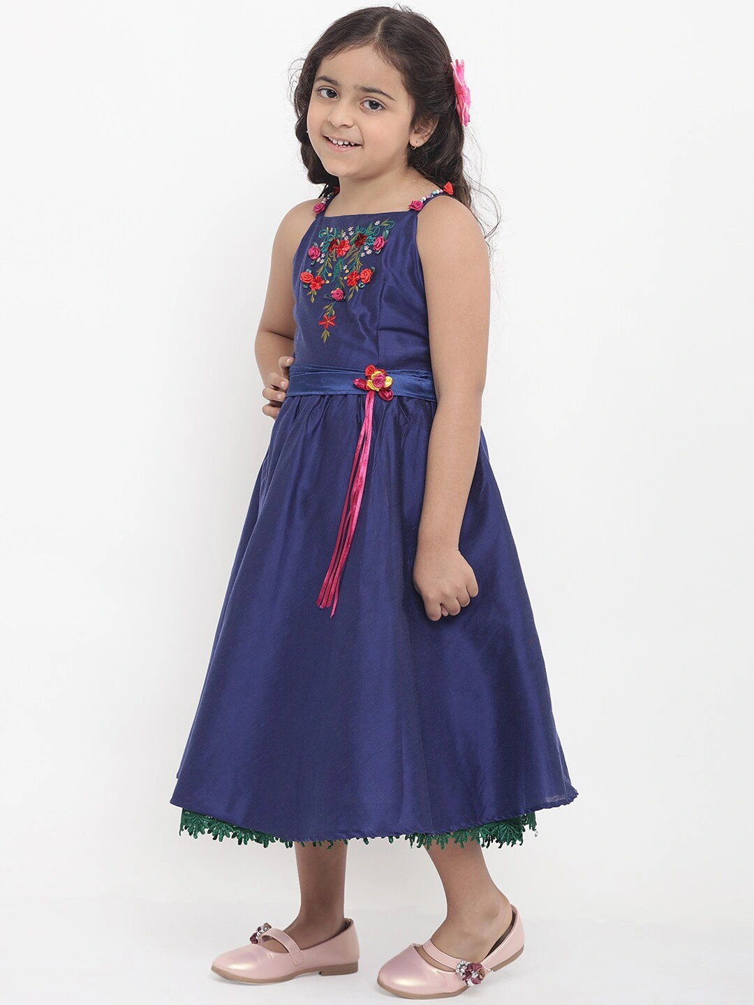 Bitiya by Bhama Girls Blue Embellished Fit and Flare Dress-3-4Y-1