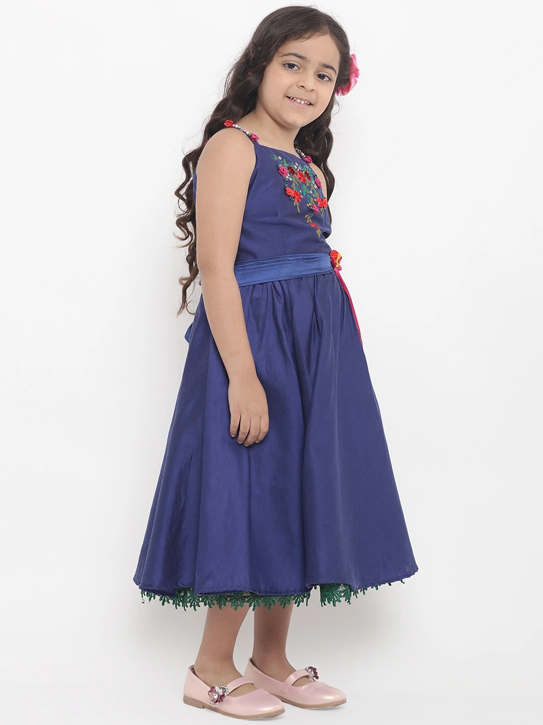 Bitiya by Bhama Girls Blue Embellished Fit and Flare Dress-3-4Y-2