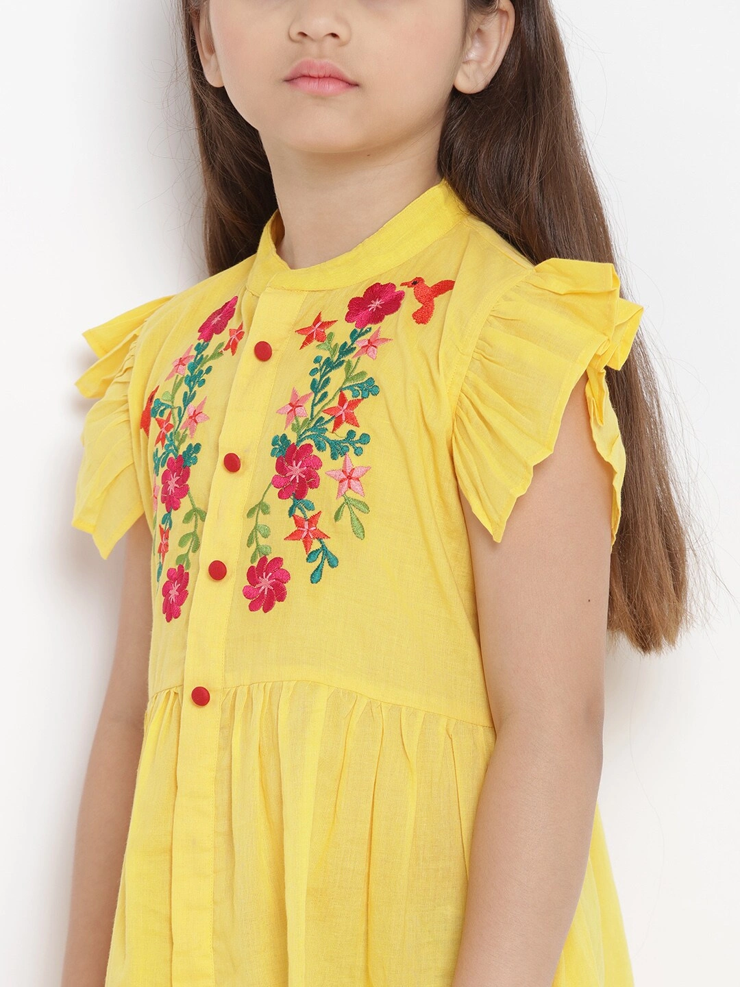 Bitiya by Bhama Girls Yellow Solid Shirt Dress-4-5Y-4