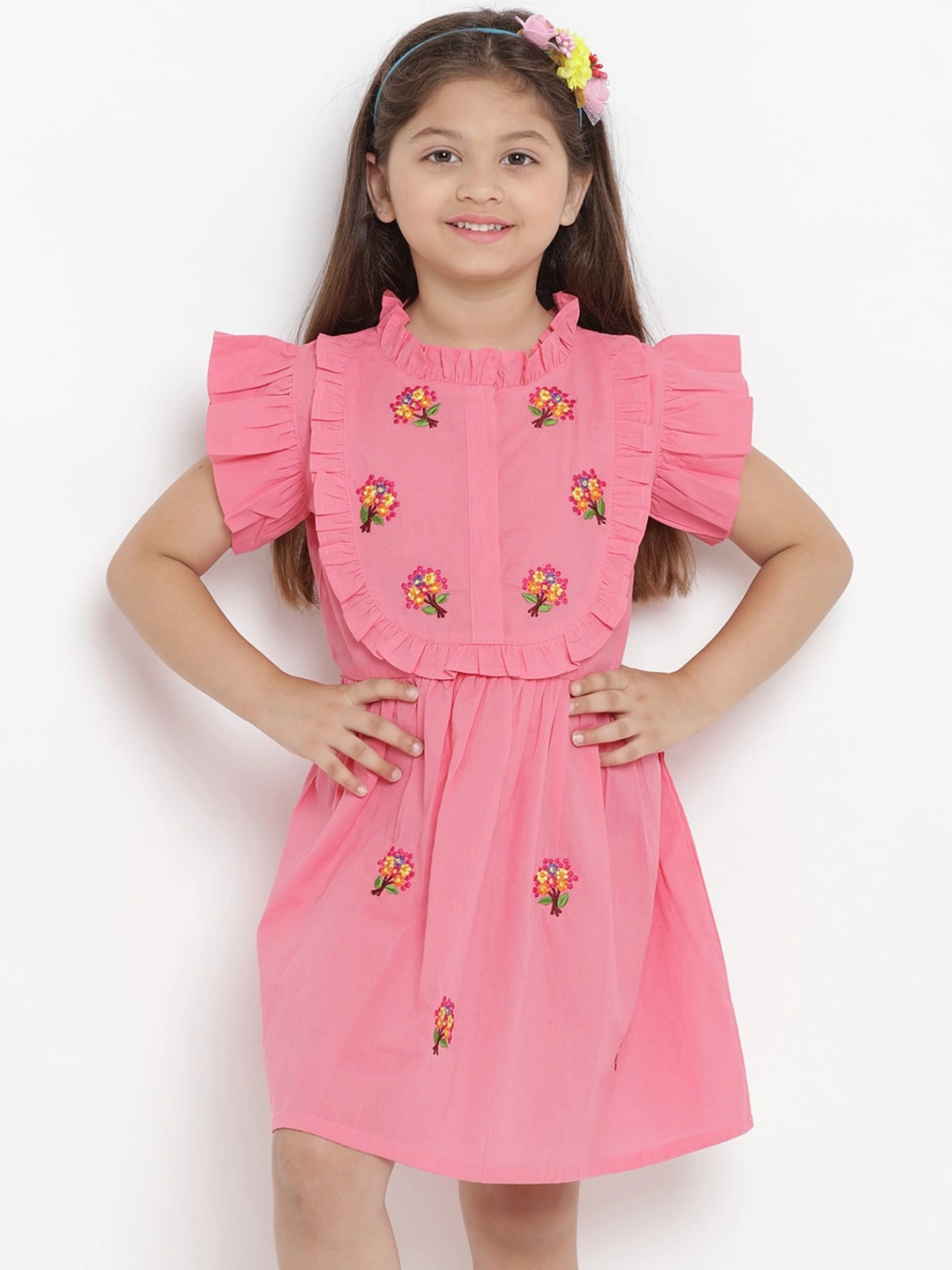 Bitiya by Bhama Girls Pink Fit and Flare Dress-BBT118_4-5Y