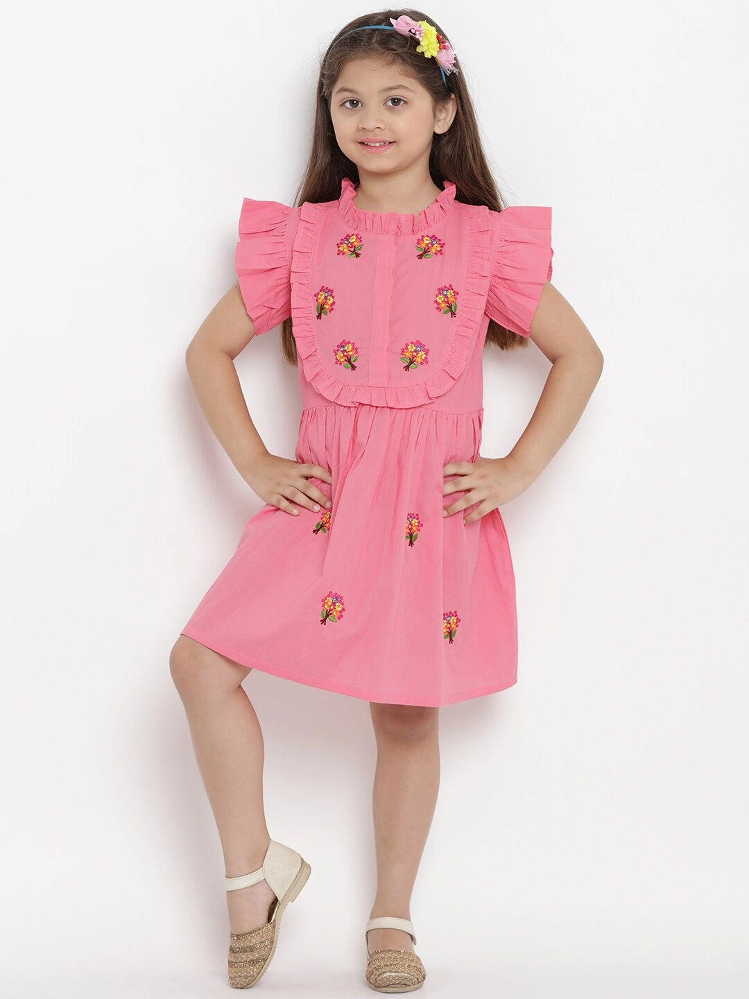 Bitiya by Bhama Girls Pink Fit and Flare Dress-4-5Y-3