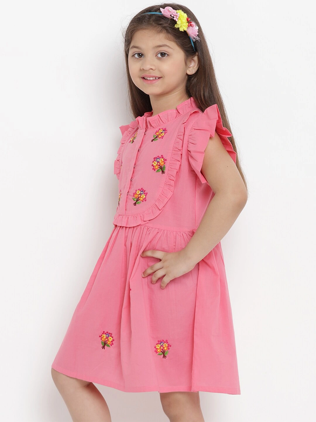 Bitiya by Bhama Girls Pink Fit and Flare Dress-5-6Y-1