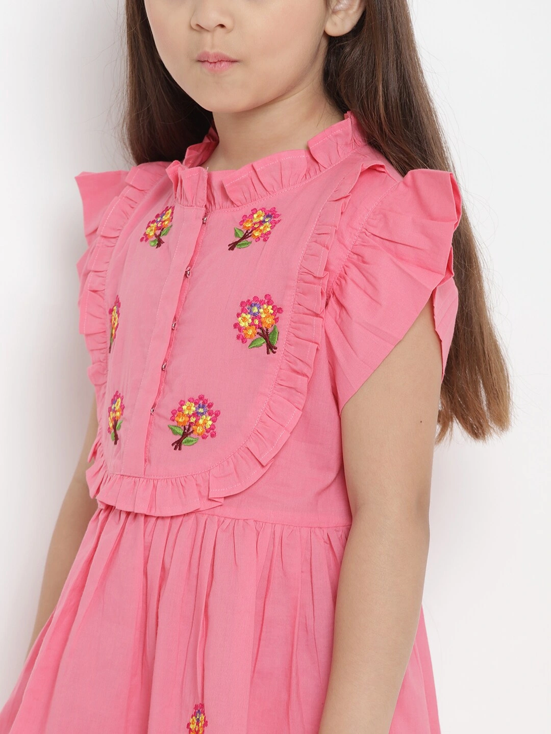 Bitiya by Bhama Girls Pink Fit and Flare Dress-6-7Y-4