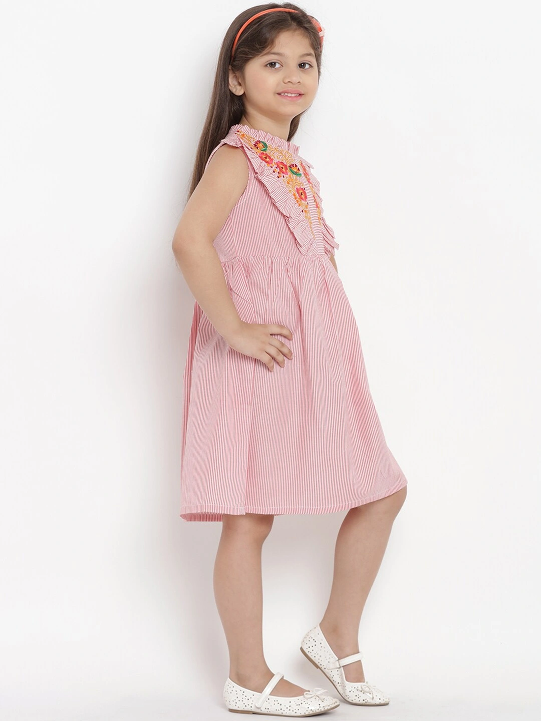 Bitiya by Bhama Girls Pink Striped A-Line Dress-4-5Y-2