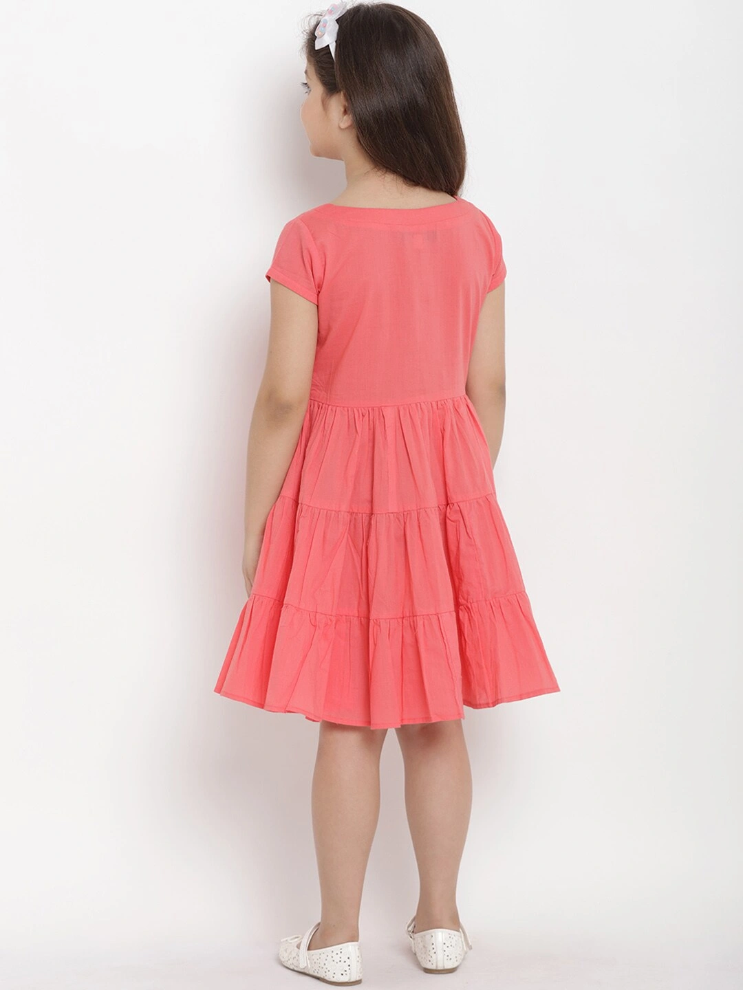 Bitiya by Bhama Girls Peach-Coloured Fit and Flare Dress-5-6Y-3