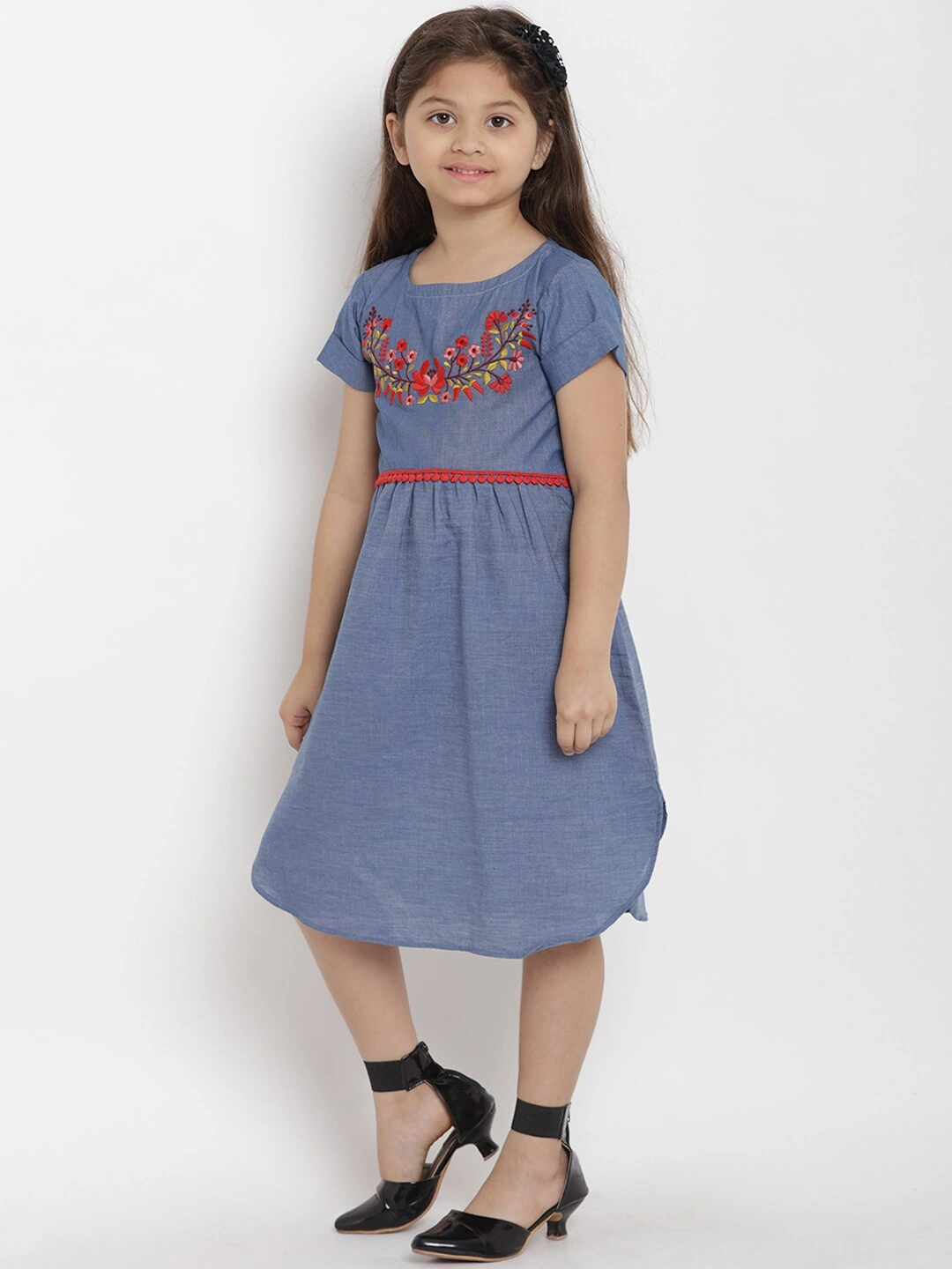 Bitiya by Bhama Girls Blue Fit and Flare Dress-3-4Y-1