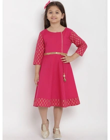 Bitiya by Bhama Girls Pink Fit and Flare Dress