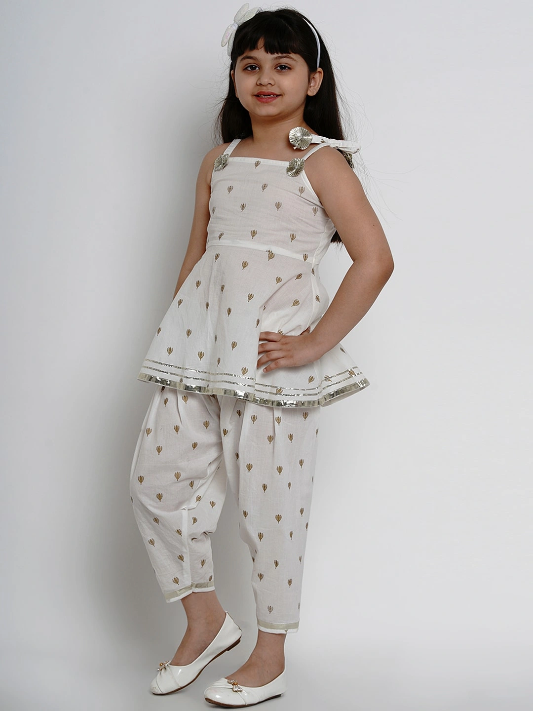 Bitiya by Bhama Girls Off-White Printed Kurta with Patiala-3-4Y-1