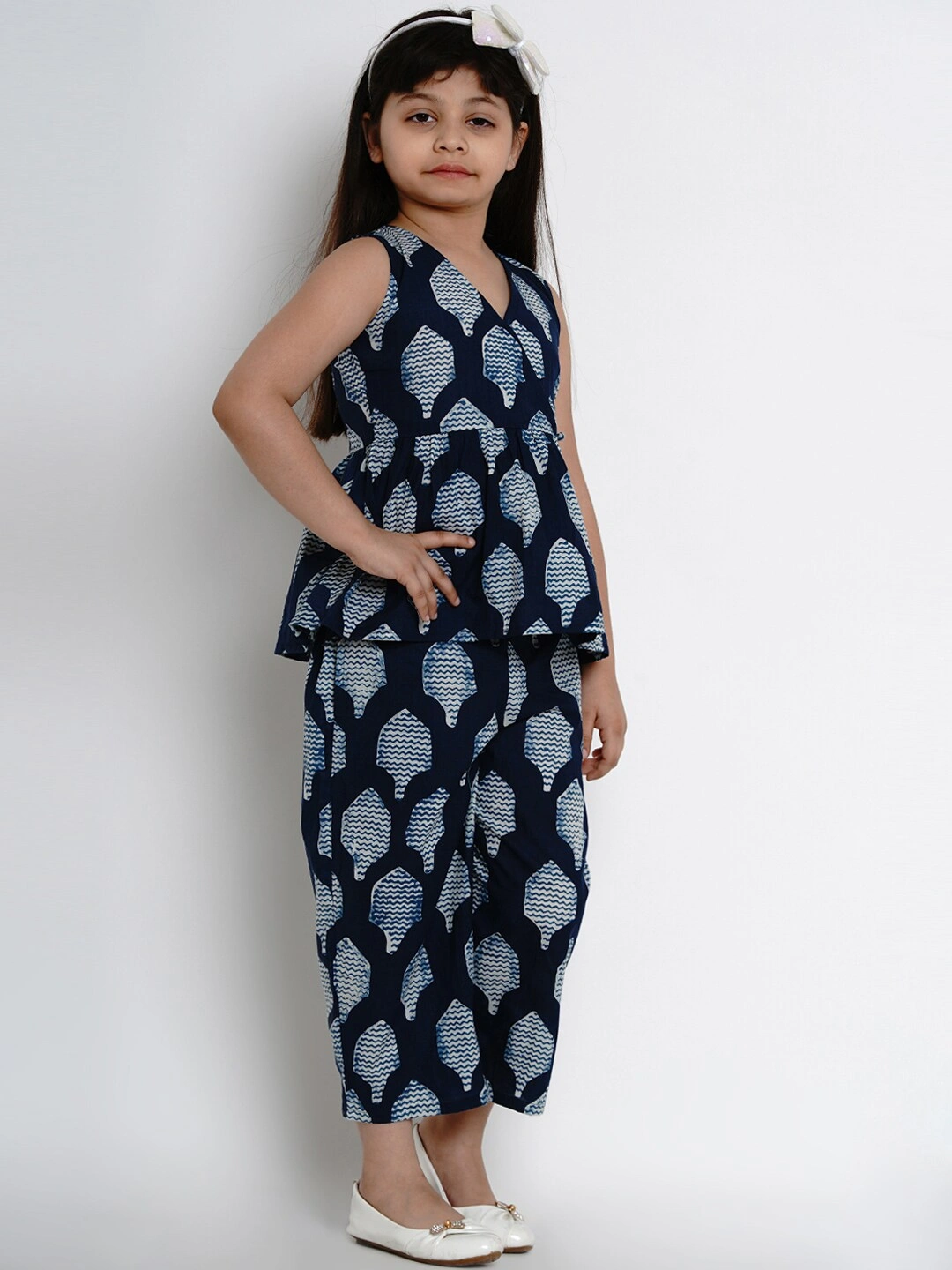 Bitiya by Bhama Girls Navy Blue Printed Kurta with Dhoti Pants-3-4Y-2