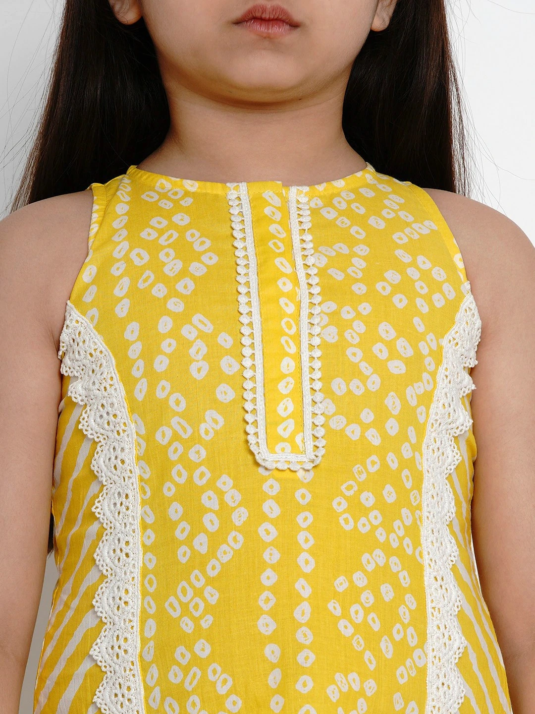 Bitiya by Bhama Girls Yellow &amp; White Printed Kurti with Palazzos-3-4Y-4