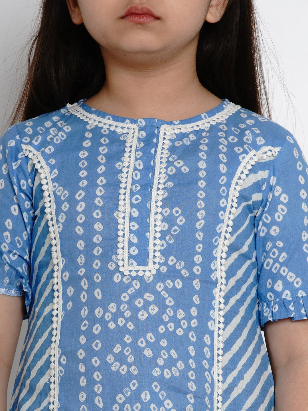 Bitiya by Bhama Girls Blue &amp; White Striped Kurta with Palazzos-3-4Y-4