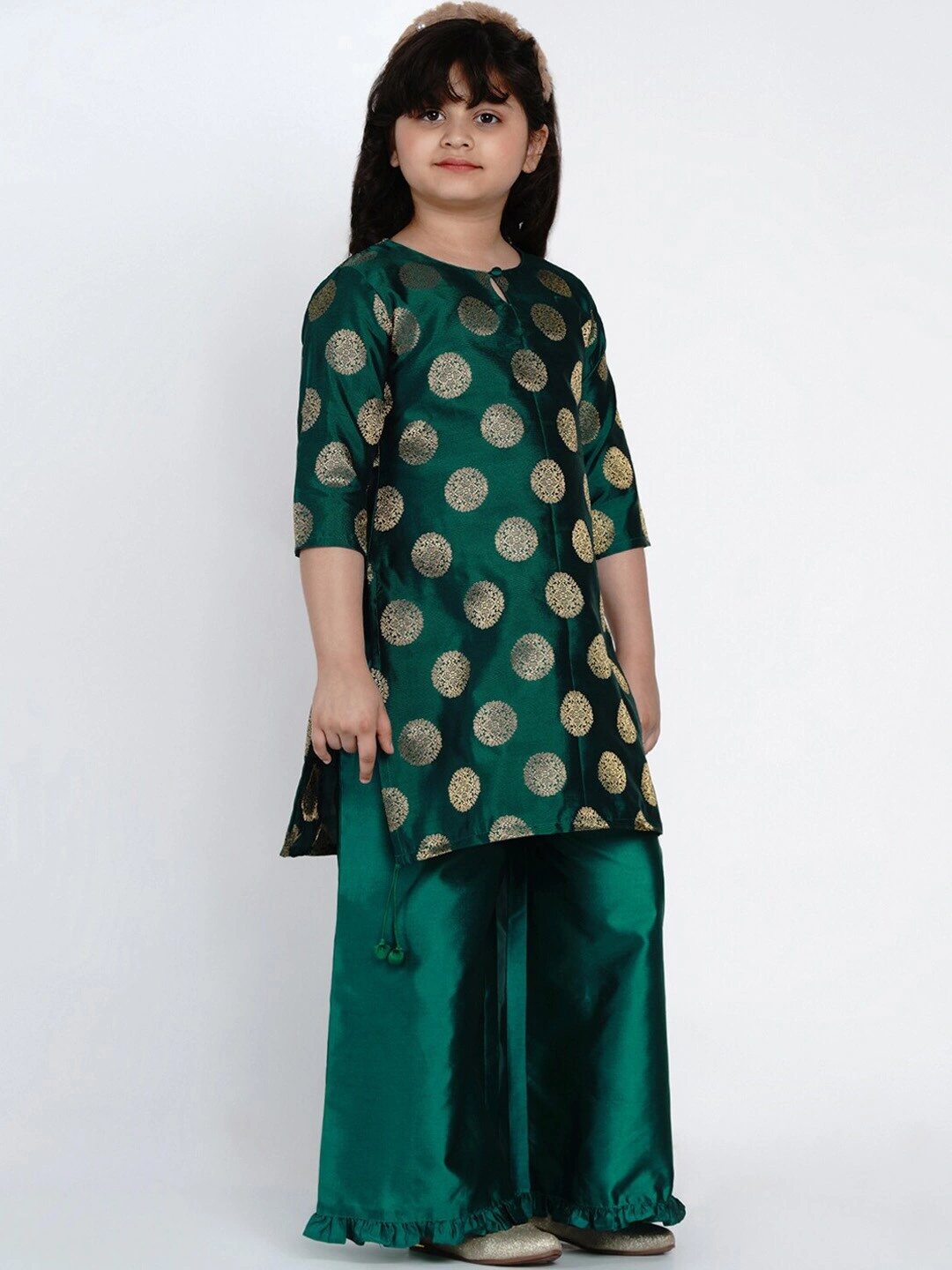 Bitiya by Bhama Girls Sea Green Printed Kurta with Palazzos-3-4Y-2